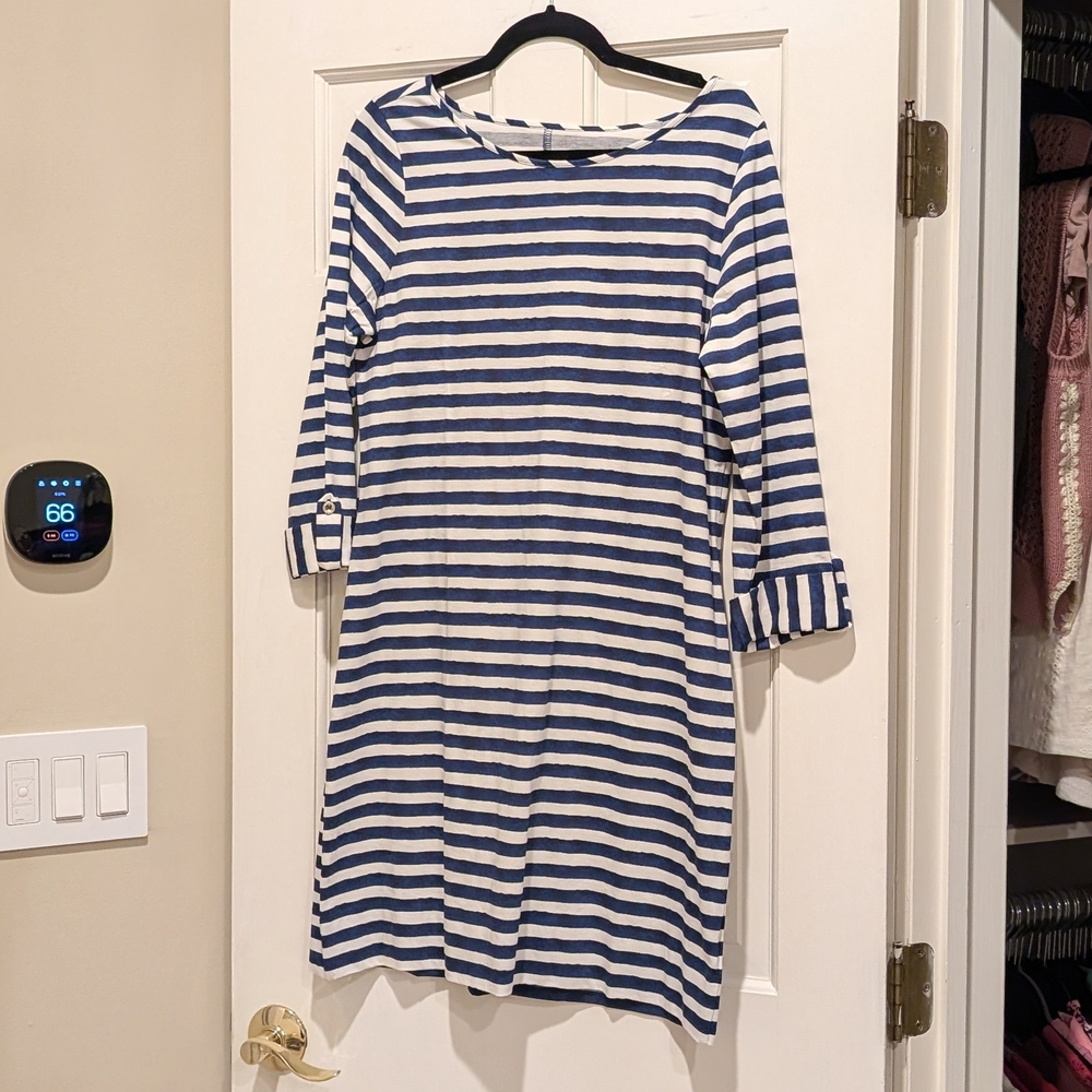 NWT Lilly Pulitzer Navy and White Stripe Marlowe Dress Size Large
